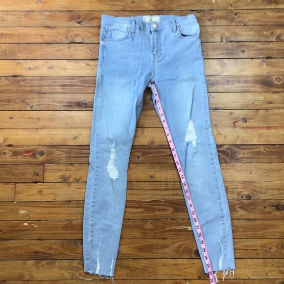 Fp Free Poeple ripped jeans skinny distressed light blue lightweight  size 26 - Picture 7 of 11